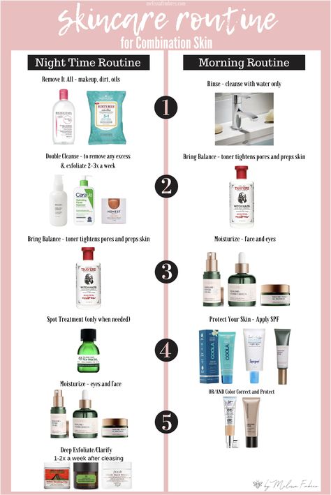 Skincare Combination Skin, Combination Skin Products, Routine For Combination Skin, Skincare Must Haves, Glowing Skin Skincare, Skincare For Combination Skin, Haut Routine, Face Skin Care Routine, Oily Skin Care Routine