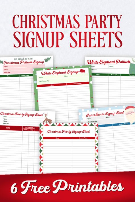 Christmas Party Sign Up Sheet, Christmas Party Sign, Holiday Potluck, Classroom Christmas Party, Free Christmas Tags Printable, Christmas Potluck, Christmas Gift Exchange Games, Christmas Party Planning, Party Planning Guide