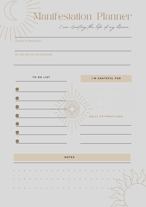 Aesthetic planner for manifestation Manifesting Template, Manifesting Planner, Manifestation Template, Mom Planner Printables Free, Daily Planner Aesthetic, Spiritual Planner, Study Planner Printable Free, Prayer Journal Prompts, Manifest Journal