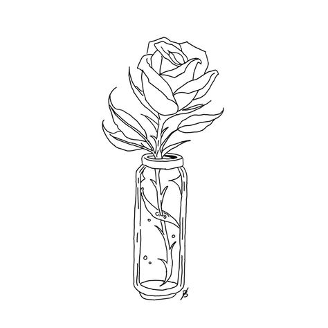 Rose In Jar Drawing, Skeleton Hand Holding Rose, Mason Jar Tattoo, Barbie Store, Stencil Drawing, Rose Line Art, Rosa Tattoo, Free Adult Coloring Printables, Rose Sketch