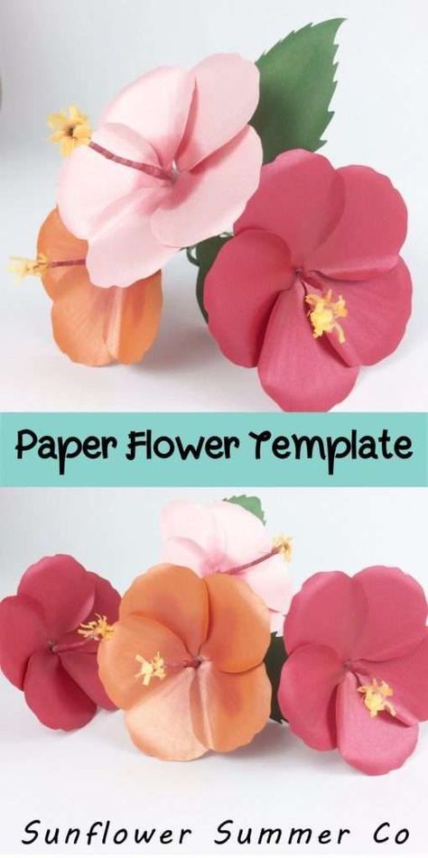 paper crafting projects Hibiscus Flower Tutorial, Paper Crafts 3d, Realistic Paper Flowers, Flowers Silhouette, 3d Templates, Diy Paper Flowers, Paper Peonies, 3d Quilling, Large Paper Flowers