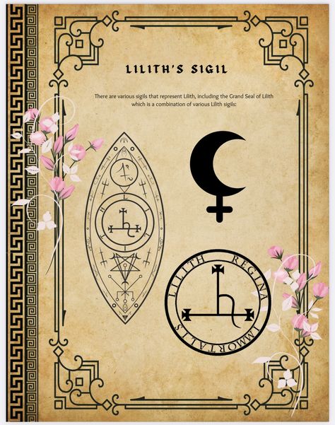 Lillith Goddess, Lilith Symbol, Demon Symbols, Lilith Sigil, Goddess Magick, Rune Symbols, Witchcraft Books, Witch Spirituality, Magic Spell Book