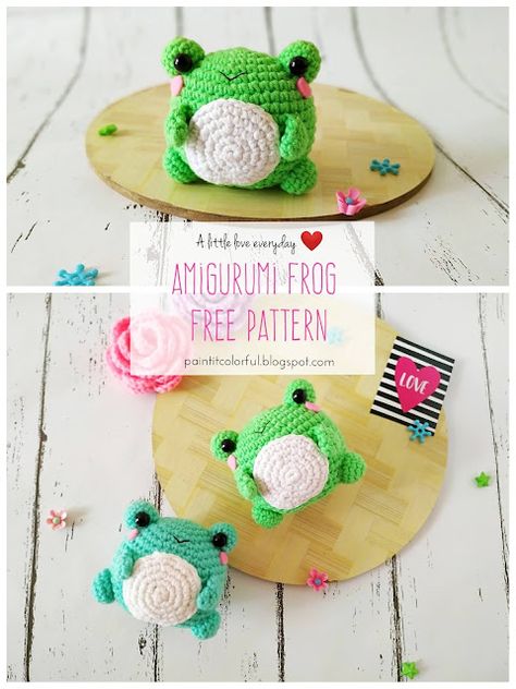 Amigurumi Frog, Frog Pattern, Crochet Frog, Crochet Keychain Pattern, Pola Amigurumi, Crochet Animals Free Patterns, Kawaii Crochet, Crochet Amigurumi Free, Cute Frog