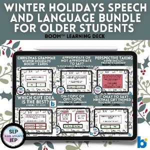 Boom Cards - Winter Holidays Speech and Language Therapy Bundle Christmas Speech Therapy, Commonly Confused Words, Speech And Language Therapy, Perspective Taking, Subject Verb Agreement, Conversation Topics, Subject And Verb, Social Awareness, Language Therapy