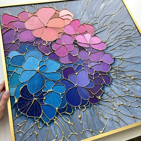 Cell Painting, Hot Glue Art, Glue Art, Gold Art Painting, Sky Art Painting, Painting Gold, Diy Abstract Canvas Art, Art And Craft Videos, Diy Wall Art Decor