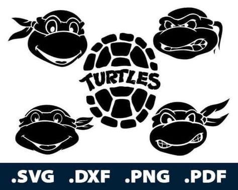 Ninja Turtles Svg, Circuit Stickers, Ninja Turtle Pumpkin, Turtle Silhouette, Ninja Turtle Shirt, Ninja Turtle Party, Turtle Birthday, Turtle Party