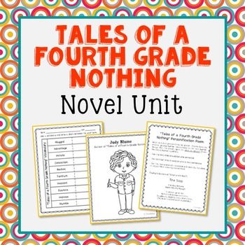 Tales of a Fourth Grade Nothing Novel Study. Book Report Unit Lessons. Includes vocabulary, poetry, author biography research, and theme activities. Tales Of A 4th Grade Nothing, Summary Activities, Book Club Activities, Novel Study Activities, Novel Study Units, Chapter Summary, Book Report, Theme Activity, Character Study