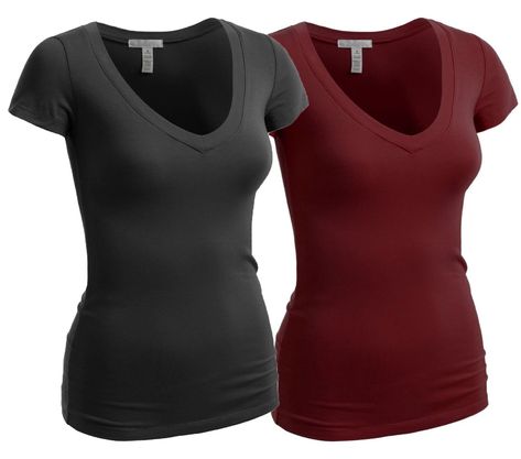 PRICES MAY VARY. 95 percent cotton 5 percent Spandex light weight stretchy fabric for easy movement and comfort Slim fit runs smaller recommended to size up according to your preference of tightness Breathable light cotton blend fabric V neck shirt short sleeves great for gym or any activities Great for layering Machine or hand cold wash gentle cycle dry flat Great basic v-neck tee cap sleeves. Light weight fabric great for any hot Summer day and perfect for any activity. Wear it casual or use i V Neck T Shirts, Estilo Grunge, Plain Shorts, Ladies Tee Shirts, V Neck Tops, V Neck Tee, Working Out, Occasion Wear, Women Long Sleeve