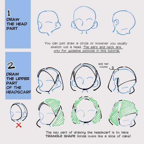 winchestermeg on Twitter: "Quick tutorial on drawing headscarves/hijab.… " Tutorial On Drawing, Scarf Drawing, Hijab Drawing, The Best Advice, Best Advice, Guided Drawing, Anatomy Reference, Anime Drawings Tutorials, Drawing Clothes