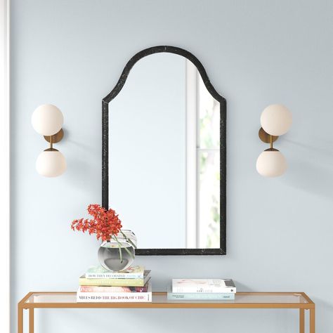 Willa Arlo Interiors Molden Arch Metal Wall Mirror & Reviews | Wayfair Farmhouse Bathroom Mirrors, Mirror Metal, Mirror With Hooks, Contemporary Vanity, Contemporary Bathroom Vanity, Bathroom Mirrors, Mirror Wall Bathroom, Accent Mirror, Bedroom Mirror