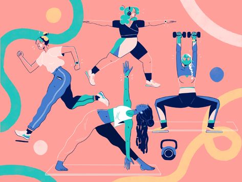 Gym App, Girly Movies, New Scientist, Yoga Design, Sport Illustration, Branding Mood Board, Character Design Animation, Dance Art, Visual Development