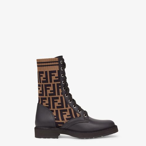 Fendi Boots, Boots Code, Fendi Logo Design, Rider Boots, Brown Leather Flats, Luxury Boots, Boots Woman, Leather Biker Boots, Biker Boots