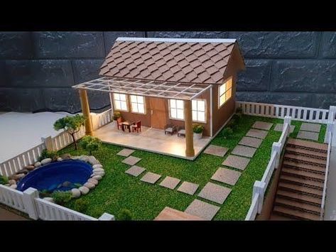 Miniature Garden House, Diy House Miniature, Miniature Houses Diy How To Make, Miniature Houses Diy Cardboard, Miniature Houses Diy, Miniature Gazebo, Cardboard House Diy, Diy Cardboard House, Carton House