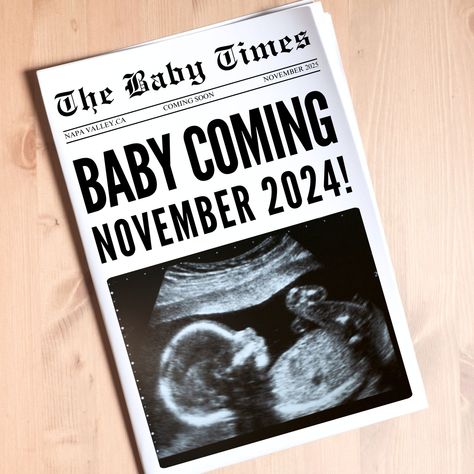 Newspaper Baby Announcement, Baby On the Way Pregnancy Gender Reveal Custom Newspaper Template for Baby Shower, Large newspaper baby, Canva Pregnancy Newspaper Announcement, Newspaper Baby Announcement, Newspaper Pregnancy Announcement, Newspaper Announcement, Custom Newspaper, Newborn Party, Canva Etsy, New Baby Announcement, Couple Pregnancy Photoshoot