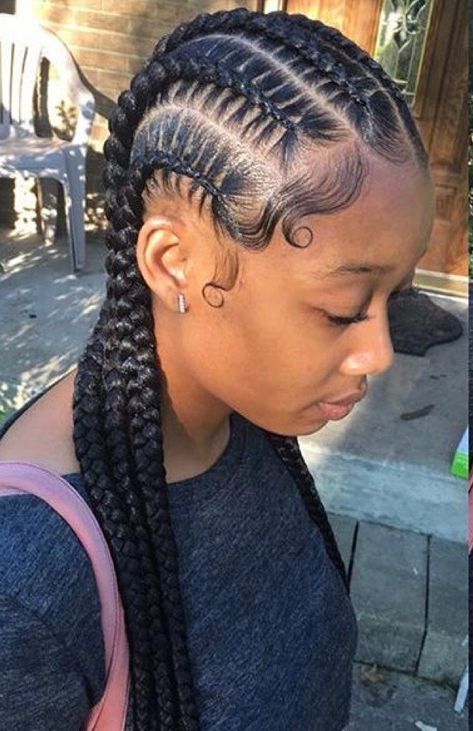 2 Plaits Hairstyles Black Hair, French Braid With Weave, Feed Ins, Black Braided Hairstyles, Two French Braids, Black Kids Braids Hairstyles, Two Braid Hairstyles, Weave Ponytail Hairstyles, Weave Ponytail