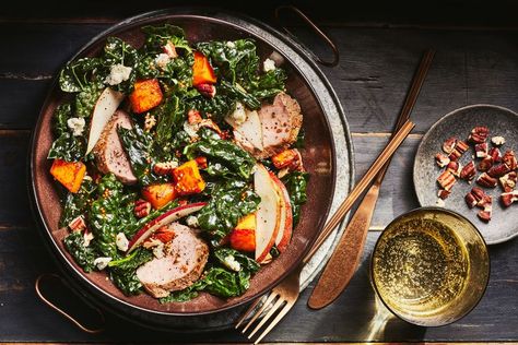 Roasted Pork Tenderloin And Fall Harvest Salad Recipe Leftover Pork Recipes, Fall Salad Recipes, Harvest Salad Recipes, Fall Harvest Salad, Roasted Pork Tenderloin, Bowls Recipes, Southern Living Recipes, Autumn Salad Recipes, Green Salads