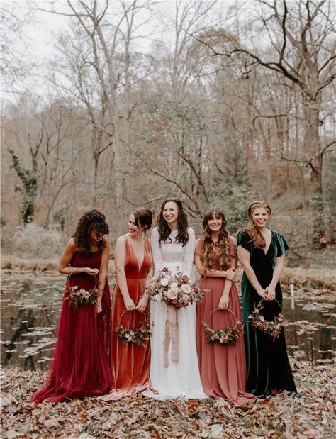 Mismatched Bridesmaid Dresses Fall, Bridesmaid Dresses Fall, Alternative Bridesmaid, Glamping Weddings, Redwood Wedding, Bridesmaid Inspiration, Mismatched Bridesmaids, Malibu Wedding, Mismatched Bridesmaid Dresses