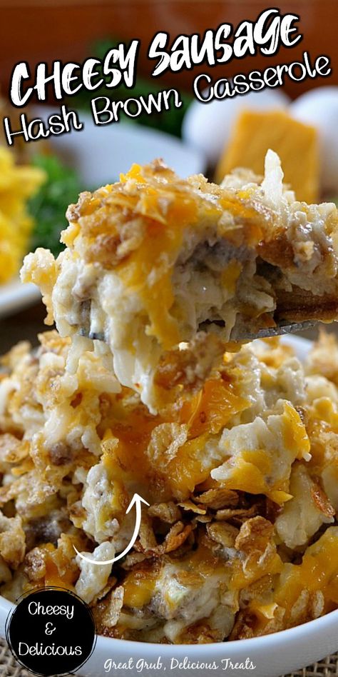 Cheesy Sausage Hash Brown Casserole is a delicious breakfast casserole recipe packed full with breakfast sausage, cheese, sour cream, onions and more, then baked to perfection. Breakfast Casserole Sour Cream, Hashbrown Breakfast Casserole With Gravy, Breakfast Casserole With Cornflakes, Hashbrown Gravy Breakfast Casserole, Sausage Gravy Hashbrown Casserole, Breakfast Casserole With Sour Cream, Breakfast Casserole With Sausage Gravy, Hash Brown Sausage Casserole, Hashbrown Casserole With Sausage