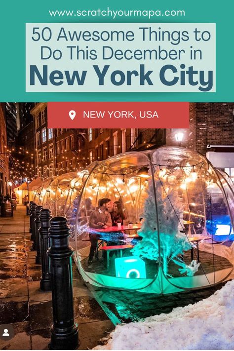 things to do in New York City this month Places To Travel In December, Travel In December, Things To Do In December, Holiday Bars, New York Trip Planning, New York In December, Nyc In December, New York City Christmas, Great Places To Travel