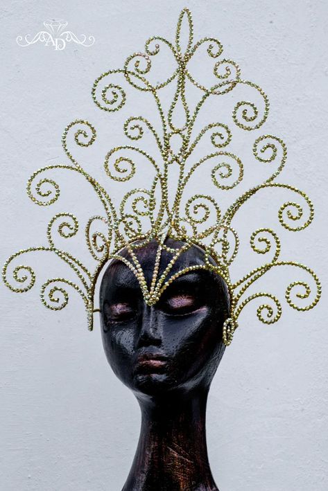 Gold Crystal Headdress, Carnival Crown, Festival Headpiece, Burlesque Crown, Gold Show Girls Headwear, Showgirl Headdress, Cabaret - Etsy Ukraine Crystal Headdress, Showgirl Headdress, Recycled Costumes, Dancer Legs, Dancer Necklace, Festival Headpiece, Crown Gold, Applique Templates, Head Jewelry