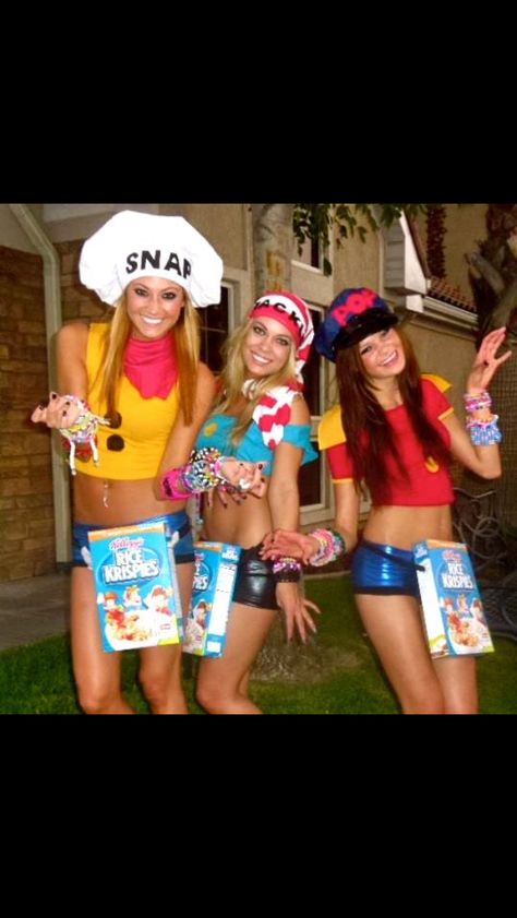 Halloween Group Costume or Rave Group Outfit -- snap, crackle, and POP -- #diy #dressup #funny Rave Group Theme, Snap Crackle Pop Costume, Rave Group Outfits, Halloween Costumes Rave, Food Mascot, Outfit Snap, Snap Crackle Pop, Halloween Rave, Halloween Group