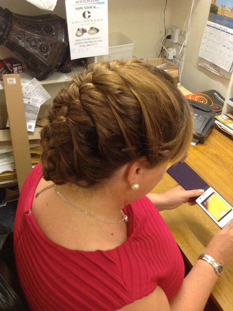 Elegant , French braid tuck under.   Great for N.J.R.O.T.C Girls! Braided Updos, Braided Updo, Braids For Long Hair, French Braid, The Colour, Braided Hairstyles, Long Hair, Dreadlocks, Braids