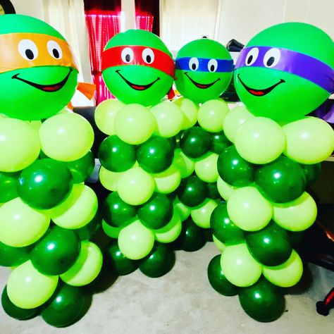 Ninja Turtle Balloon Column, Ninja Turtles Balloon Garland, Ninja Turtle Balloon Garland, Ninja Turtle Balloon Arch, Tmnt Balloons, Turtle Balloon, Ninja Turtle Balloons, Balloon Inspiration, Turtle Nursery