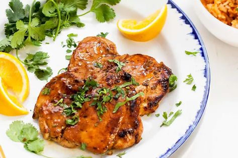 Spicy Orange Marinated Chicken Recipe Orange Chicken Marinade, Spicy Orange Chicken, Chicken Orange, Nutrition Challenge, Orange Juice Recipes, Easy Skillet Chicken, Zesty Chicken, Marinated Chicken Recipes, Spicy Mustard