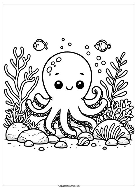 Waves Coloring Pages, Underwater Coloring Pages, Water Coloring Pages, Sea Life Coloring Pages, Under The Sea Coloring Pages, Beautiful Coloring Pages, Octopus Coloring Page, Whale Coloring Pages, Ocean Coloring Pages