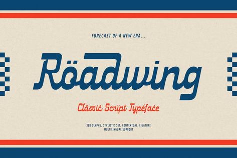 Roadwing, Script and Handwritten ft. retro & vintage - Envato Elements Vintage Script Fonts, Script Typeface, Free Script Fonts, Retro Sign, Graphic Design Fonts, Vintage School, A Font, Font Generator, Retro Font