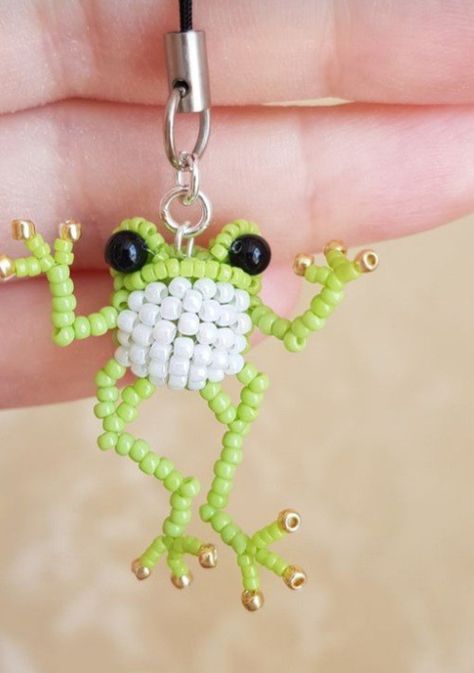 Beaded Frog Tutorial, Frog Bead Pattern, Seed Bead Frog, Seed Bead Keychain, Beaded Frog, Bead Lizard, Seed Bead Patterns Free, Seed Bead Jewelry Patterns, Seed Bead Crafts