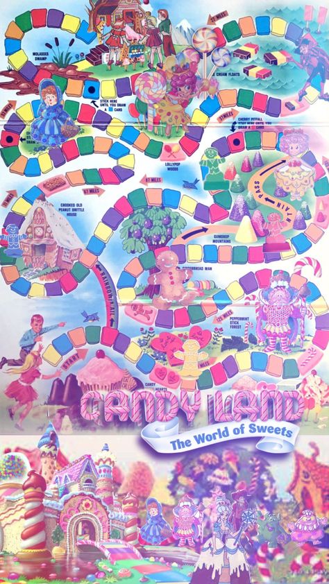 candy land #aesthetic #vintage #collage #candyland #gamenight #shufflefyp #fyp #rainbowvibes Vintage Candyland Game, Candy Land Furniture, Candyland Shirt Ideas, Candyland Painting, Candy Land Poster, Candy Land Drawing, Lifesize Candyland, Candy Land Aesthetic, Candy Moodboard