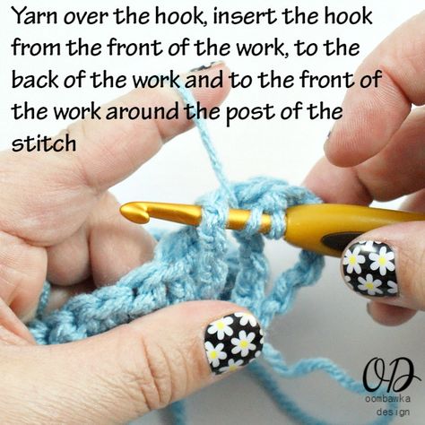 1 FPhdc Tutorial @OombawkaDesign Fpdc Crochet Stitch, Front Post Double Crochet, Learn How To Crochet, Crochet Stitches Patterns, Crochet Basics, Half Double Crochet, Photo Tutorial, How To Crochet, Learn To Crochet