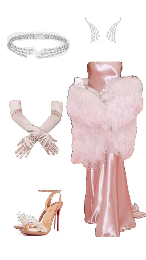 Pink Great Gatsby Dress, Pink Vampire Outfit, Met Gala Inspired Outfits, Old Hollywood Outfit Ideas, Vampire Aesthetic Fashion, Met Gala Dresses Ideas, Old Hollywood Glam Dresses, Met Gala Outfits Ideas, Royalcore Dress