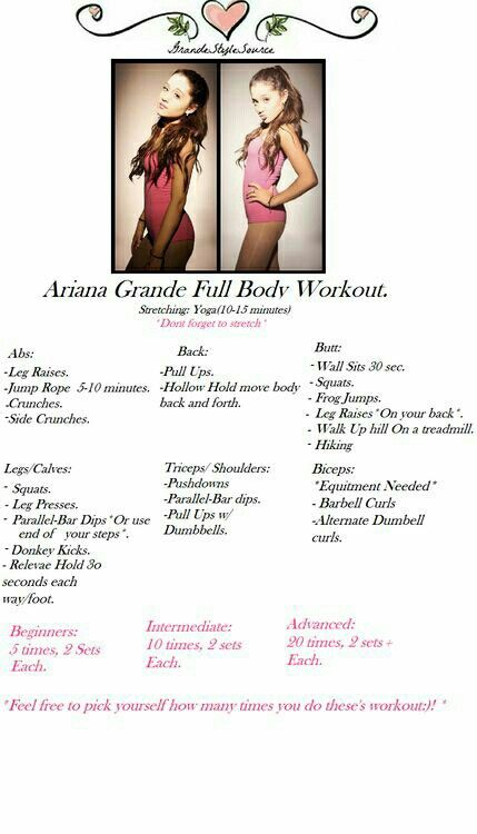 . Ariana Grande Full Body, Ariana Grande Diet, Workout Photos, Ariana Grande Body, Body Squats, Summer Body Workout Plan, Summer Body Workouts, Celebrity Workout, Workout Program