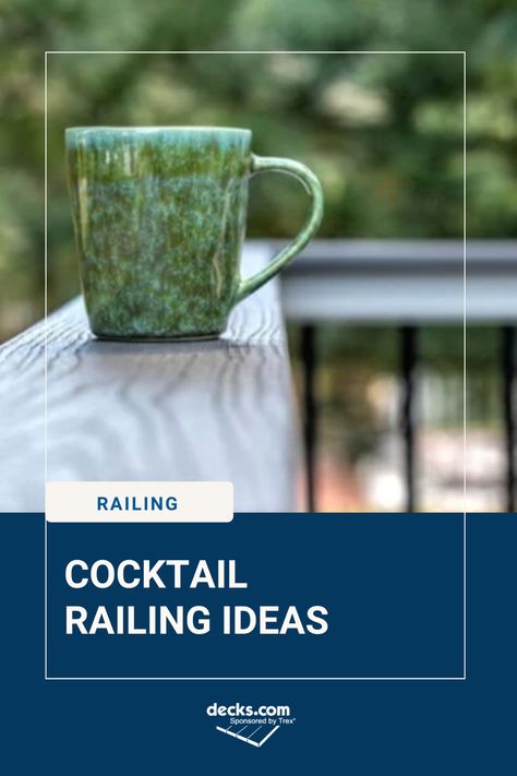 Looking to spruce up your outdoor space with a touch of class? Check out our latest article on cocktail railing ideas! Learn how to add a touch of sophistication to your deck while keeping things practical. 🍹🌞🍸 #deckdesign #outdoorliving #cocktailrailing Drink Rail Deck, Cocktail Railing Deck, Deck Railing Bar Top, Trex Deck Designs, Diy Outdoor Shower Ideas, Under Deck Drainage System, Drink Rail, Deck Design Plans, Wire Deck Railing