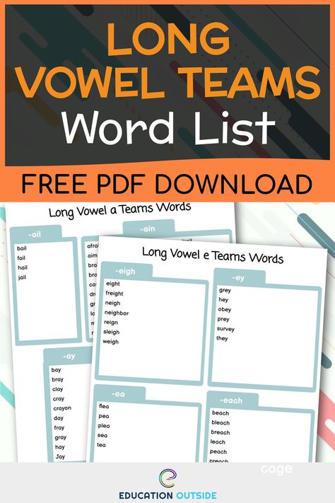 Phonemic Awareness Kindergarten, Vowel Team Words, Phoneme Segmentation, Short Vowel Worksheets, Phonological Awareness Activities, Vowel Teams, Vowel Worksheets, Long Vowel, Word Patterns