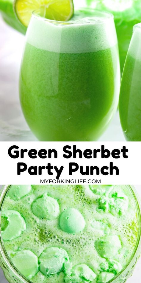 Green Sorbet Punch, Green Wedding Punch Recipes, Lime Sherbert Punch With Pineapple Juice, Lime Sorbet Punch, Cactus Juice Punch, Green Sherbert Punch Recipe, Pond Punch Recipe Green, Sherbert Punch Recipes Halloween, Sherbert Punch With Alcohol