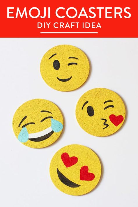 Diy Emoji Crafts, Coffee Coasters Diy, Simple Coaster Painting, Coasters Design Ideas, Coaster Painting Ideas Easy, How To Make Coasters Diy, Sous Verre Diy, Coaster Ideas Painted, Coaster Art Ideas