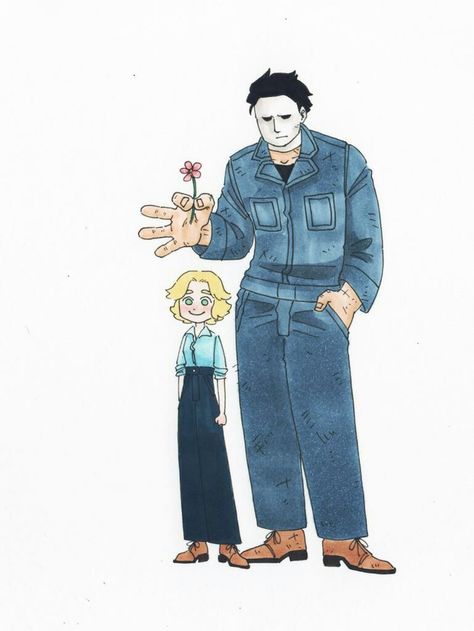 Halloween, Dead by Daylight, DbD, Michael Myers, The Shape, Laurie Strode, Twitter (Credits for the Artist) Laurie Strode And Michael Myers, Michael Myers Laurie Strode, Movie Slashers, Movie Scary, Laurie Strode, Yass Queen, Chinese Alphabet, Michael X, Halloween Film