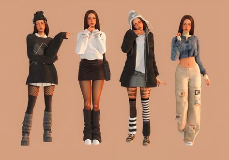 Sims 4 Grunge Outfit, Sims4 Clothes Pack, Sims 4 Downtown Cc, Outfit Ideas Sims 4, Sims 4 Cc Downtown Clothes, Sims 4 Indie Clothes, Lets Get Fit Mod Sims 4, Downtown Sims 4 Cc, Sims 4 Fits