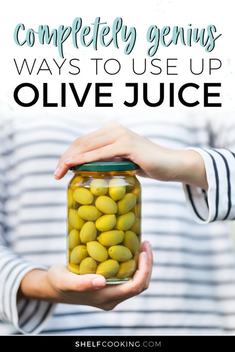 There are so many incredible ways to repurpose olive juice. Don't toss out all that salty goodness! Step away from the trash can and find out why olive brine just might become your new secret weapon in the kitchen. Recipes With Olive Juice, Olive Juice Uses, Olive Juice Recipe, Olive Brine Uses, Olive Brine Recipe, Shelf Cooking, Pork Chop Seasoning, Pickled Olives, Olive Brine