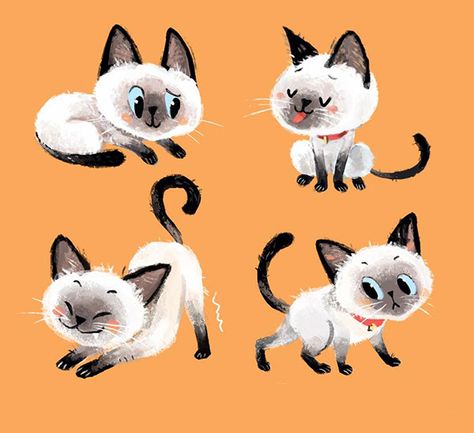 Siamese cat on Behance Siamese Cats Drawing, Siamese Cat Drawing, Cat Doodle Tattoo, Siamese Cat Art, Cat Breeds Ragdoll, Multiple Cats, Doodle Tattoo, Cute Cat Drawing, Doodle Design