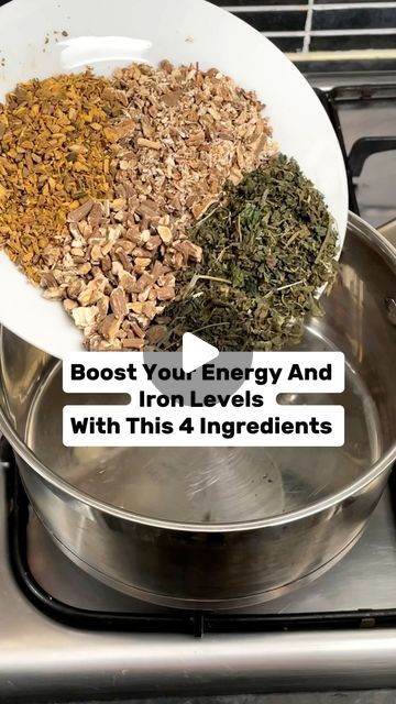 Electric Plant Based Recipes 💚 on Instagram: "My Daily Fuel ⚡️  Iron Tea ☕️   Ingredients:  🌱1 Tbsp Yellow Dock Root  🌱1 Tbsp Dandelion Root 🌱1 Tbsp Burdock Root  🌱2 Tbsp Nettle Leaf  💦1 Liter / 35 Oz Spring Water   Add all ingredients to a large pot - I like to use stainless steel or cast iron pot - try to avoid non stick pans due to the toxicity.  Add spring water and bring it to boil, cover the pot and lower the heat to minimum. Simmer for 20 minutes , strain.  I have the tea 1x a day . If you suffer with low energy and low iron levels you may need 2 cups a day .  You don’t need to dispose the cooked herbs straight away- you can easily re cook it 1-2 times by adding spring water to it and cook it .  Cookbooks Available on my website- Link in bio 💚  #herbs#herbaltea#healyourself#s Yellow Dock Root, Burdock Root Tea, Herb Medicine, Chinese Herbal Tea, Nettle Leaf Tea, Yellow Dock, Tea Blends Recipes, Nettle Leaf, Tea Ingredients