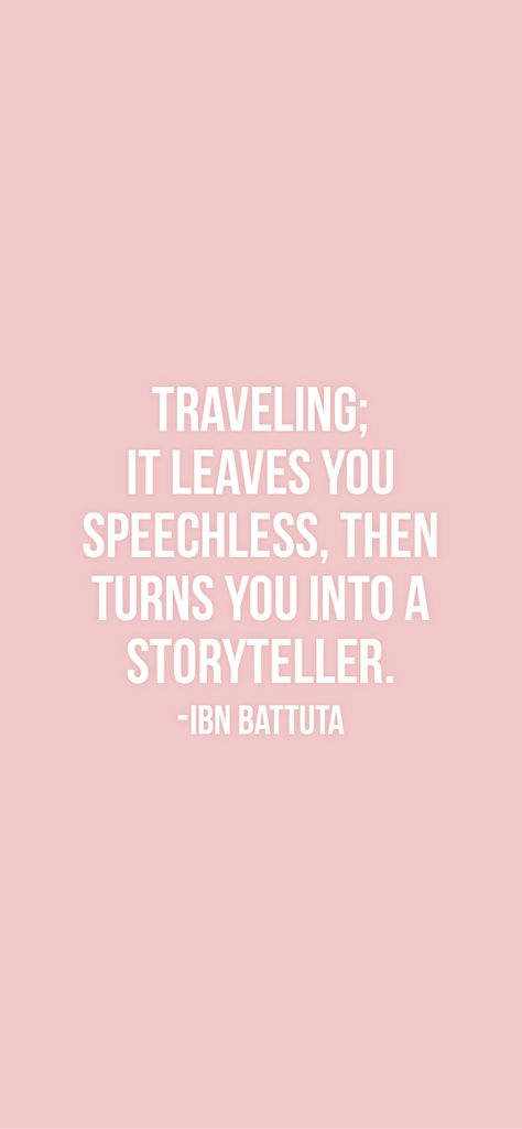 Traveling; it leaves you speechless, then turns you into a storyteller. -Ibn Battuta From the Motivation app: https://motivation.app Ibn Battuta, Biology Art, Motivation App, Travel Aesthetic, Travel Quotes, Biology, Supernatural, Storytelling, Inspirational Quotes