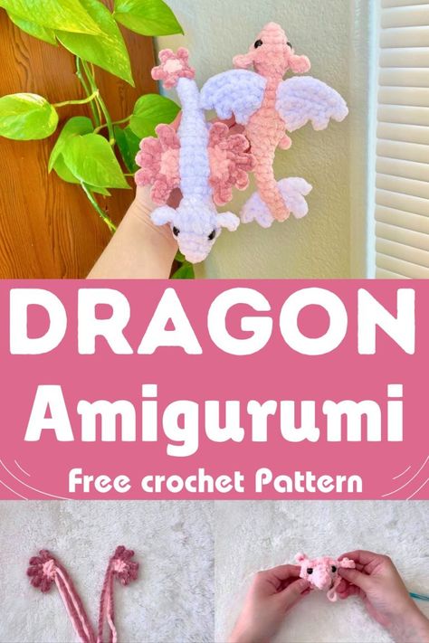 Crochet Dragon Amigurumi Pattern Crochet Dragon Free Pattern, Dragon Amigurumi Pattern, Crochet Dragon Pattern, Crochet Penguin, Crochet Idea, Crochet Monsters, Popular Crochet, Dragon Crafts, Yellow Dog