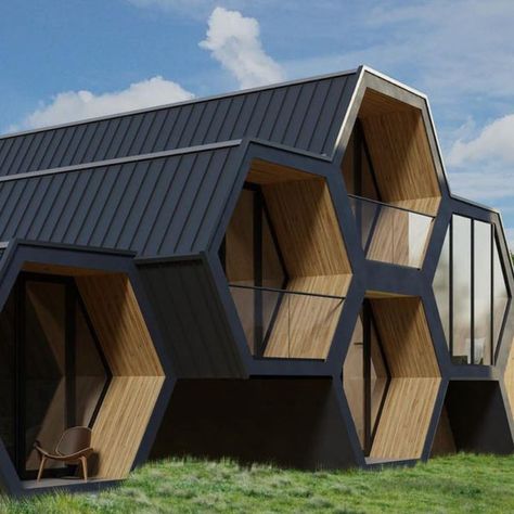 Rainforest Beehive Airbnb OMG! Fund Winner Hexagonal House, Hexagon Building Architecture, Hexagonal Building Architecture, Honey Comb Architecture Concept, Hive Architecture, Bee Architecture Concept, Hexagon House, Brutalist Interior, Underground Tube