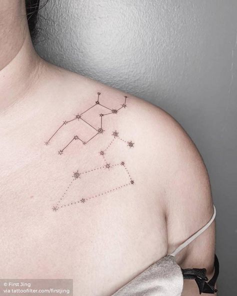 Astronomy Tattoos, Tattooed Freckles, Post Tattoo, Leo Constellation Tattoo, Astronomy Tattoo, Virgo Tattoo Designs, Virgo Constellation Tattoo, Virgo Constellation, Virgo Tattoo