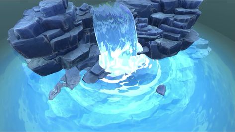 Stylized Waterfall, 2d Game Design, Stylized Water, Game Textures, Underwater Art, Water Drawing, Video Game Design, Water Effect, Tech Art