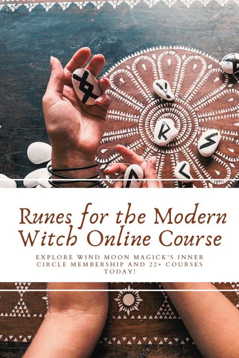 Unlock the power of runes and deepen your practice with Wind Moon Magick's Inner Circle membership. "Runes for the Modern Witch" course and explore the history, origins, and uses of runes. Discover how to use them in divination, magic, and spellwork, and learn about the 24 runes of the Elder Futhark. With additional content such as meditations and spells, you'll tap into a deeper level of intuition and understanding, aligning your intentions with the forces of the universe. Divination Magic, Divination Runes, Witch Spirituality, Elder Futhark, Modern Witch, Inner Circle, Runes, Online Courses, The Modern